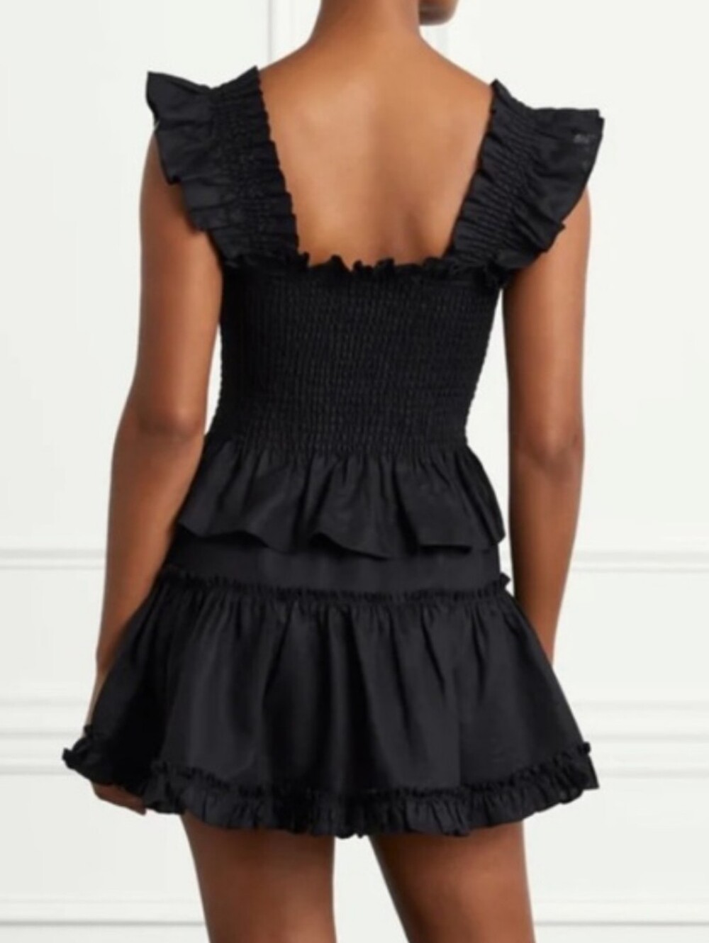 Hill House Paz Mini Skirt Black Linen Ruffle Coquette Girl Goth Romantic Size S - Picture 2 of 11